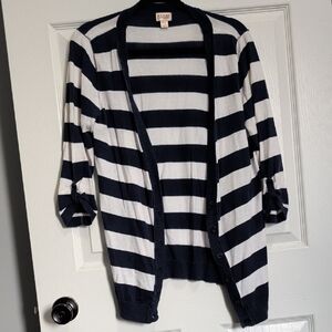 Mossimo Navy and White Striped Cardigan